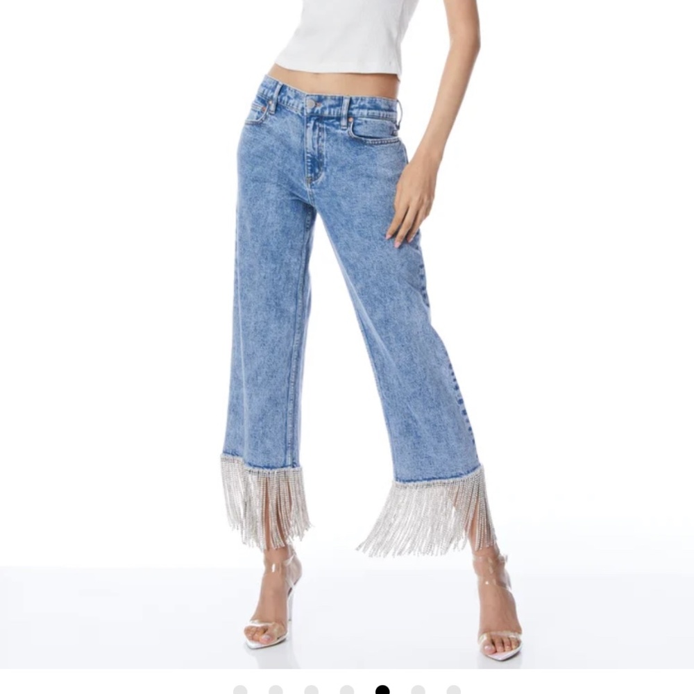 Alice and Olivia  CRYSTAL EMBELLISHED HEM JEAN